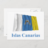 Kanarische Inseln Waving Flag mit Namen auf Spanis Postkarte (Vorne/Hinten)