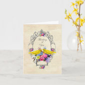 Kanarische Vögel mit Kronen Karte (Gelbe Blume)