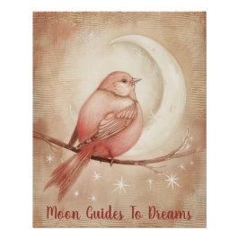 Kanarische Vogelbaby auf dem Mond Poster