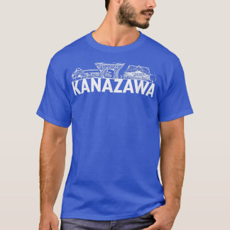 Kanazawa Japan City Skyline Silhouette Outline Ske T-Shirt