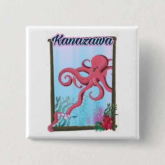Kanazawa Japan Vintages Reiseplakat Button (Vorderseite)