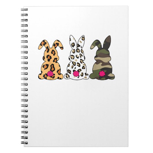 Kanbits Bunnies Leopard Camouflage Happy Oaster Da Notizblock (Vorderseite)