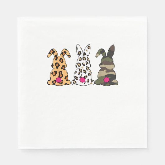 Kanbits Bunnies Leopard Camouflage Happy Oaster Da Serviette (Vorderseite)