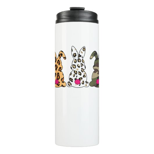 Kanbits Bunnies Leopard Camouflage Happy Oaster Da Thermosbecher (Vorderseite)