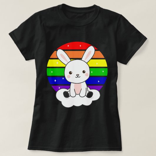 Kanbits Bunny Rainbow Colorful Sunset Kawaii Fanta T-Shirt (Design vorne)