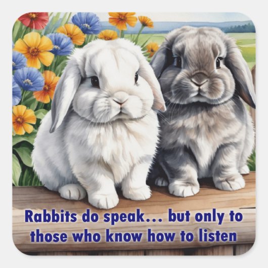 Kanbits Do Speak Lop Oared Bunny Quadratischer Aufkleber (Vorderseite)