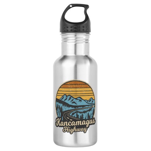 Kancamagus Highway New Hampshire Retro Edelstahlflasche (Vorderseite)