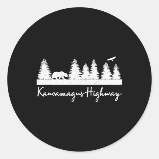 Kancamagus Highway New Hampshire Rustic Bear Wildl Runder Aufkleber (Vorderseite)