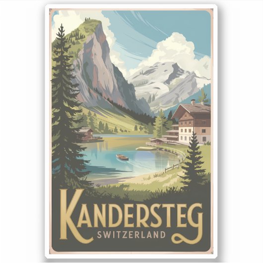 Kandersteg Schweiz Illustration Kunst, Dichtung un Aufkleber (Vorderseite)