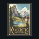 Kandersteg Schweiz Illustration Kunst, Dichtung un Postkarte<br><div class="desc">Kandersteg retro Vektor Reise Design. Kandersteg ist ein Bergdorf im Berner Oberland in der Schweiz. Trails,  wie die herausfordernde Allmenalp,  und eine Seilbahn führen nach Osten zum Oeschinen See.</div>