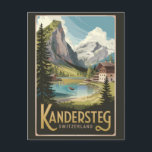 Kandersteg Schweiz Illustration Kunst, Dichtung un Postkarte<br><div class="desc">Kandersteg retro Vektor Reise Design. Kandersteg ist ein Bergdorf im Berner Oberland in der Schweiz. Trails,  wie die herausfordernde Allmenalp,  und eine Seilbahn führen nach Osten zum Oeschinen See.</div>