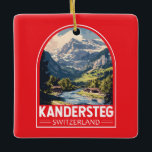 Kandersteg Schweiz Reisen Keramikornament<br><div class="desc">Kandersteg retro Vektor Reise Design. Kandersteg ist ein Bergdorf im Berner Oberland in der Schweiz. Trails,  wie die herausfordernde Allmenalp,  und eine Seilbahn führen nach Osten zum Oeschinen See.</div>