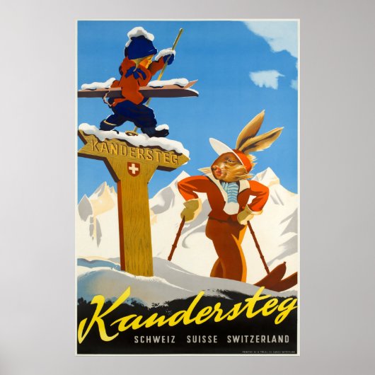 Kandersteg, Schweiz, Ski Travel Poster (Vorne)