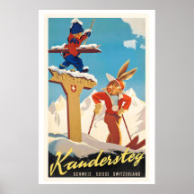 Kandersteg Schweiz Vintage-Ski-Poster