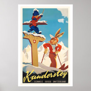 Kandersteg Schweiz Vintage-Ski-Poster Poster