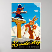 Kandersteg Schweiz Vintage Travel Ski Poster (Vorne)