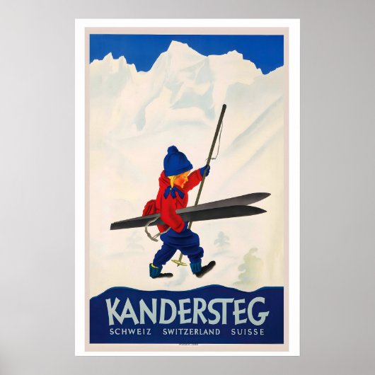 Kandersteg Switzerland Vintage Ski Poster - Framed (Vorne)