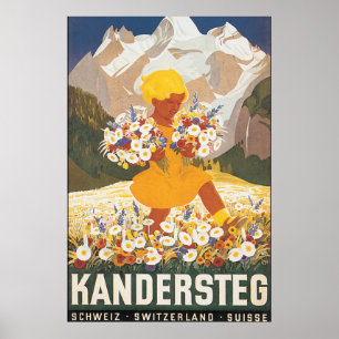 Kandersteg Switzerland Vintage Travel Poster