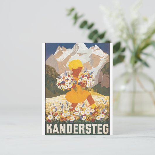 Kandersteg Switzerland Vintage Travel Poster Postkarte (Stehend Vorderseite)