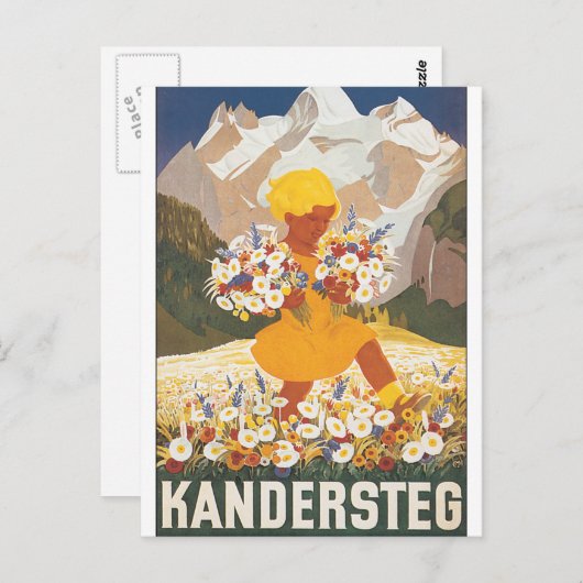 Kandersteg Switzerland Vintage Travel Poster Postkarte (Vorne/Hinten)