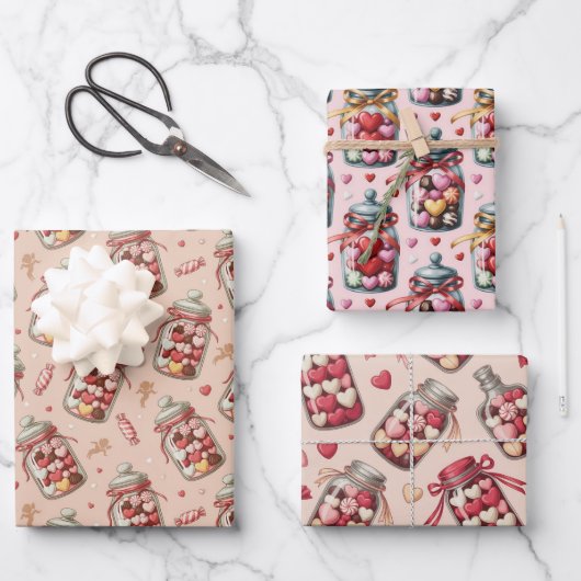 Kandidengläser und Süßigkeiten Geschenkpapier Set (Vorderseite)
