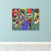 Kandinsky - 4 Zahlen auf 3 Quadraten, Leinwanddruck (Insitu (Holzboden))