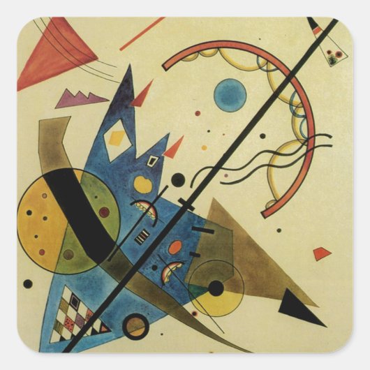 Kandinsky Abstrakt Circles Shapes Quadratischer Aufkleber (Vorderseite)