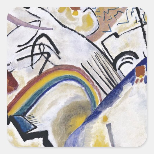 Kandinsky Abstrakt Painting Artwork Kossacks 1910 Quadratischer Aufkleber (Vorderseite)