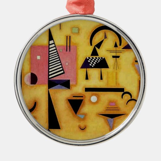 Kandinsky Abstrakte entscheidende rosa geometrisch Ornament Aus Metall (Vorne)