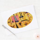 Kandinsky Abstrakte entscheidende rosa geometrisch Ovaler Aufkleber (Umschlag)