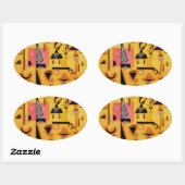 Kandinsky Abstrakte entscheidende rosa geometrisch Ovaler Aufkleber (Blatt)