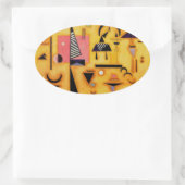 Kandinsky Abstrakte entscheidende rosa geometrisch Ovaler Aufkleber (Tasche)
