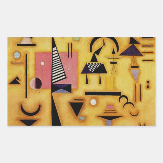 Kandinsky Abstrakte entscheidende rosa geometrisch Rechteckiger Aufkleber (Vorderseite)