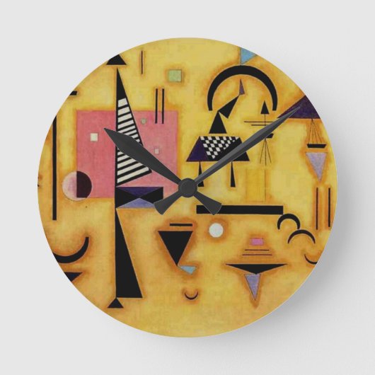 Kandinsky Abstrakte entscheidende rosa geometrisch Runde Wanduhr (Vorderseite)