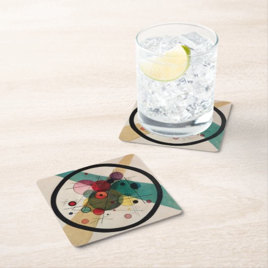 Kandinsky-Abstrakte Kreise in einem Kreis Rechteckiger Pappuntersetzer (Vor Ort)