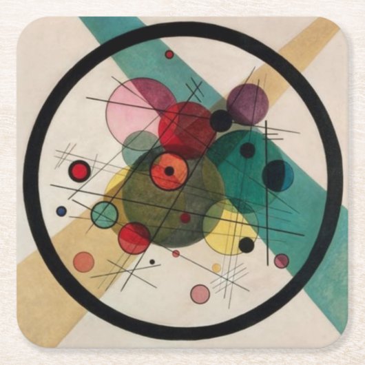 Kandinsky-Abstrakte Kreise in einem Kreis Rechteckiger Pappuntersetzer (Vorderseite)