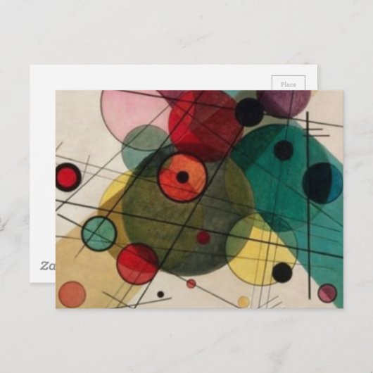 Kandinsky-Abstrakte Kreise in einer Circle-Postkar Postkarte (Vorne/Hinten)