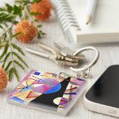 Kandinsky - Abstrakter Kubismus mit Pinks und Blue Schlüsselanhänger (Vorderseite rechts)