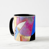 Kandinsky - Abstrakter Kubismus mit Pinks und Blue Tasse (Vorderseite Links)