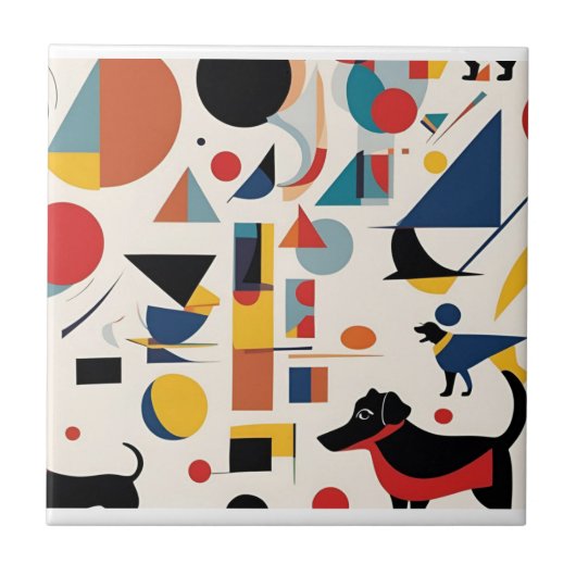 Kandinsky art & Dog lover / Fliese (Vorderseite)