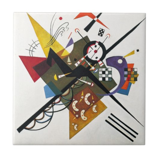 Kandinsky auf zwei Abstrakten weißen Gemälden Fliese (Vorderseite)