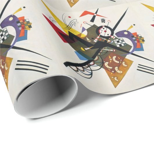 Kandinsky auf zwei Abstrakten weißen Gemälden Geschenkpapier (Rolleneckpunkt)