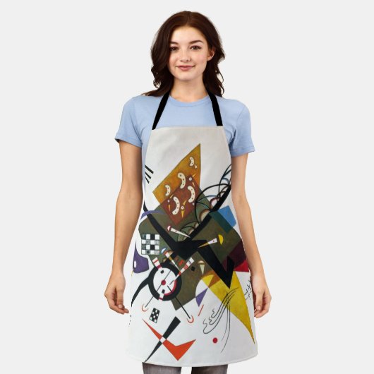 Kandinsky auf zwei Abstrakten weißen Gemälden Schürze (Getragen)
