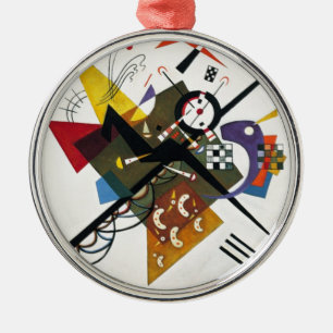 Kandinsky auf zwei Abstrakten weißen Gemälden Silbernes Ornament
