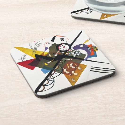 Kandinsky auf zwei Abstrakten weißen Gemälden Untersetzer (Linke Seite)