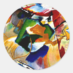 Kandinsky - Bild mit grünem Zentrum Runder Aufkleber