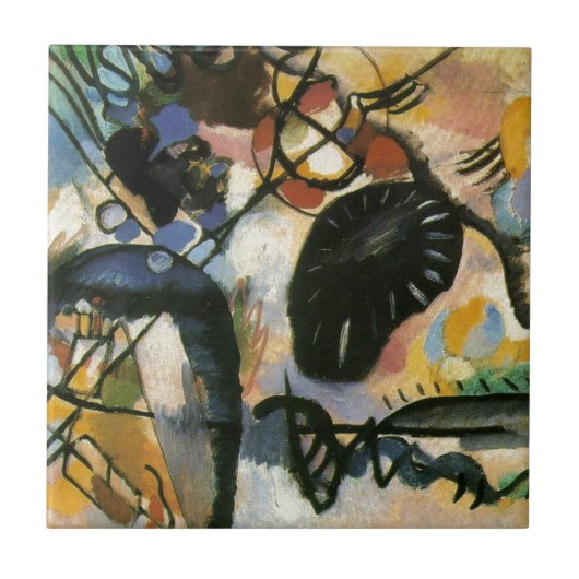Kandinsky Black Spot Abstrakt Artwork Fliese (Vorderseite)