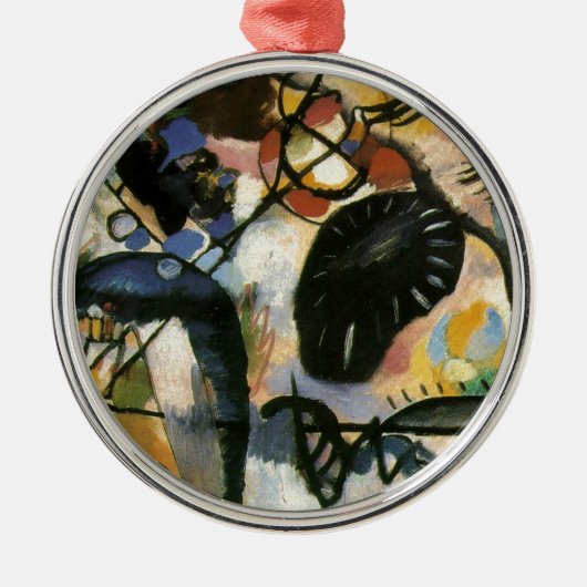 Kandinsky Black Spot Abstrakt Artwork Silbernes Ornament (Vorne)