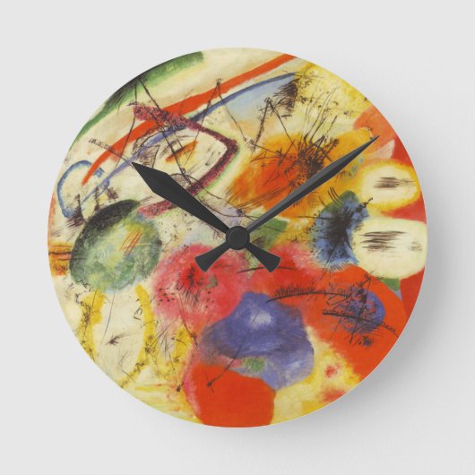 Kandinsky Black Strokes Abstrakte Malerei Runde Wanduhr (Vorderseite)