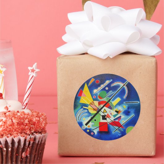 Kandinsky - Blaue Malerei, berühmtes abstraktes Ku Runder Aufkleber (Party)